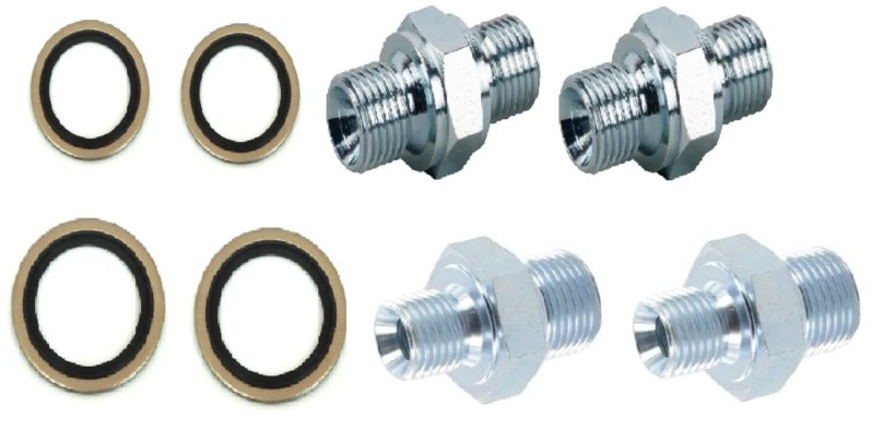 2 Raccords 1/4 A-00210 + 2 bagues d'étanchéité 1/4  A-00613 + 2 Réductions 1/4 A-00617 + 2 bagues d'étanchéité 3/8  A-00614