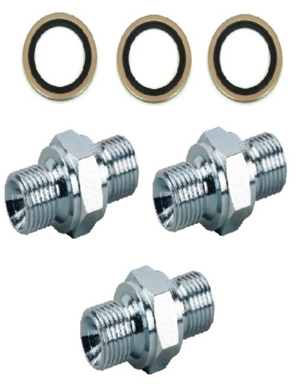 3 Raccords 1/4 A-00210 et  3 bagues d'étanchéité 1/4  A-00613